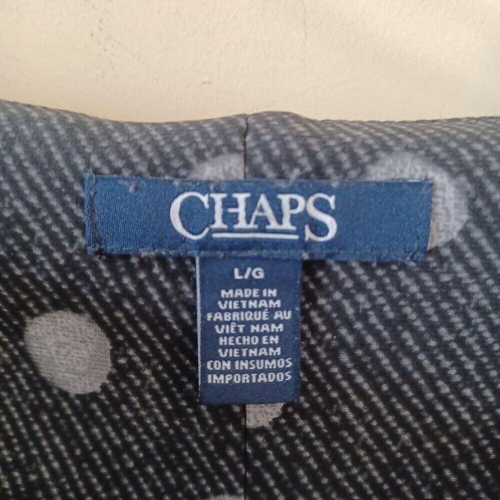 Chaps Dress L Sheath Knee Length 3/4 Sleeve Gray Polka Dot Travel Office Stretch - Picture 8 of 9